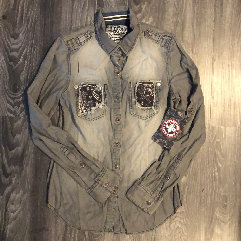 Affliction Woven Top